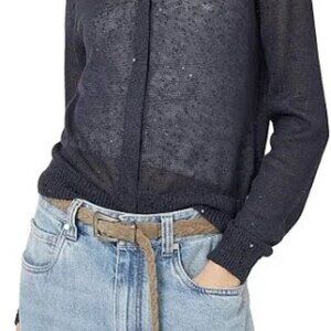 Brunello Cucinelli Paillette Charco Grey Cardigan, NWT, Size M
